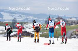 21.12.2013, Asiago, Italy (ITA): Jovian Hediger (SUI), Ola Vigen Hattestad (NOR), Josef Wenzl (GER), Anton Gafarov (RUS), Tomas Northug (NOR), (l-r) - FIS world cup cross-country, individual sprint, Asiago (ITA). www.nordicfocus.com. © Felgenhauer/NordicFocus. Every downloaded picture is fee-liable.