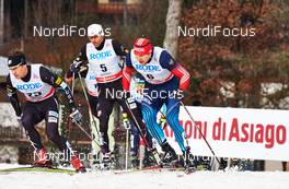 21.12.2013, Asiago, Italy (ITA): Simeon Hamilton (USA), Andrew Newell (USA), Alexander Panzhinskiy (RUS), (l-r) - FIS world cup cross-country, individual sprint, Asiago (ITA). www.nordicfocus.com. © Felgenhauer/NordicFocus. Every downloaded picture is fee-liable.