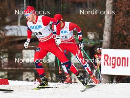 21.12.2013, Asiago, Italy (ITA): Sindre Bjoernestad Skar (NOR), John Kristian Dahl (NOR), (l-r) - FIS world cup cross-country, individual sprint, Asiago (ITA). www.nordicfocus.com. © Felgenhauer/NordicFocus. Every downloaded picture is fee-liable.