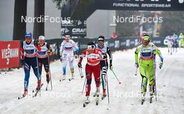 22.12.2013, Asiago, Italy (ITA): Natalia Matveeva (RUS), Sandra Ringwald (GER), Maiken Caspersen Falla (NOR), Katja Visnar (SLO), (l-r) - FIS world cup cross-country, team sprint, Asiago (ITA). www.nordicfocus.com. © Felgenhauer/NordicFocus. Every downloaded picture is fee-liable.