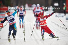 22.12.2013, Asiago, Italy (ITA): Alexey Poltoranin (KAZ), Ola Vigen Hattestad (NOR), (l-r) - FIS world cup cross-country, team sprint, Asiago (ITA). www.nordicfocus.com. © Felgenhauer/NordicFocus. Every downloaded picture is fee-liable.
