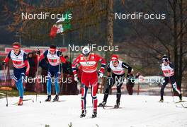 22.12.2013, Asiago, Italy (ITA): Dmitriy Japarov (RUS), Alexander Panzhinskiy (RUS), Eldar Roenning (NOR), Jovian Hediger (SUI), Fabio Pasini (ITA), (l-r) - FIS world cup cross-country, team sprint, Asiago (ITA). www.nordicfocus.com. © Felgenhauer/NordicFocus. Every downloaded picture is fee-liable.