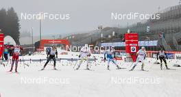 29.12.2013, Oberhof, Germany (GER): Ingvild Flugstad Oestberg (NOR), Laurien Van Der Graaff (SUI), Daria Gaiazova (CAN), Kerttu Niskanen (FIN), Evelina Settlin (SWE), Coraline Hugue (FRA), (l-r) - FIS world cup cross-country, tour de ski, individual sprint, Oberhof (GER). www.nordicfocus.com. © Felgenhauer/NordicFocus. Every downloaded picture is fee-liable.