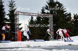 29.12.2013, Oberhof, Germany (GER): Hanna Kolb (GER), Hanna Erikson (SWE), Celia Aymonier (FRA), Perianne Jones (CAN), Marit Bjoergen (NOR), (l-r) - FIS world cup cross-country, tour de ski, individual sprint, Oberhof (GER). www.nordicfocus.com. © Felgenhauer/NordicFocus. Every downloaded picture is fee-liable.