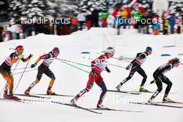 31.12.2013, Lenzerheide, Switzerland (SUI): Hanna Kolb (GER), Denise Herrmann (GER), Astrid Uhrenholdt Jacobsen (NOR), Sophie Caldwell (USA), Laurien Van Der Graaff (SUI), (l-r) - FIS world cup cross-country, tour de ski, individual sprint, Lenzerheide (SUI). www.nordicfocus.com. © Felgenhauer/NordicFocus. Every downloaded picture is fee-liable.