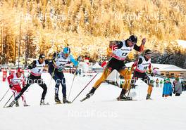 31.12.2013, Lenzerheide, Switzerland (SUI): Maciej Starega (POL), Andrew Newell (USA), Enrico Nizzi (ITA), Alexey Poltoranin (KAZ), Josef Wenzl (GER), Sebastian Eisenlauer (GER), (l-r) - FIS world cup cross-country, tour de ski, individual sprint, Lenzerheide (SUI). www.nordicfocus.com. © Felgenhauer/NordicFocus. Every downloaded picture is fee-liable.