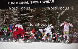 31.12.2013, Lenzerheide, Switzerland (SUI): Simeon Hamilton (USA), Martin Johnsrud Sundby (NOR), Federico Pellegrino (ITA), Calle Halfvarsson (SWE), Alex Harvey (CAN), (l-r) - FIS world cup cross-country, tour de ski, individual sprint, Lenzerheide (SUI). www.nordicfocus.com. © Felgenhauer/NordicFocus. Every downloaded picture is fee-liable.