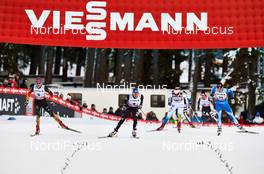 31.12.2013, Lenzerheide, Switzerland (SUI): Denise Herrmann (GER), Sophie Caldwell (USA), Hanna Erikson (SWE), Anne Kylloenen (FIN), (l-r) - FIS world cup cross-country, tour de ski, individual sprint, Lenzerheide (SUI). www.nordicfocus.com. © Felgenhauer/NordicFocus. Every downloaded picture is fee-liable.