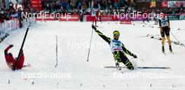 13.01.2013, Chaux-Neuve, France (FRA): (l-r) Joergen Graabak (NOR), Fischer, Swix, Alpina, Rottefella, Jason Lamy Chappuis (FRA), Salomon, Swix, One Way and Bjoern Kircheisen (GER), Fischer, Leki, Rottefella, Adidas  - FIS world cup nordic combined, team sprint HS118/2x7.5km, Chaux-Neuve (FRA). www.nordicfocus.com. © Becker/NordicFocus. Every downloaded picture is fee-liable.
