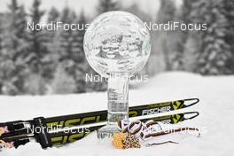 15.03.13, Oslo, Norway (NOR): overall worldcup trophy and FIS world championship medals- FIS world cup nordic combined, cups, Oslo (NOR). www.nordicfocus.com. © Felgenhauer/NordicFocus. Every downloaded picture is fee-liable.