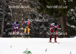 22.02.2013, Val di Fiemme, Italy (ITA): l-r: Taihei Kato (JPN), Eric Frenzel (GER), Marjan Jelenko (SLO) - FIS nordic world ski championships, nordic combined, individual gundersen HS106/10km, Val di Fiemme (ITA). www.nordicfocus.com. © Felgenhauer/NordicFocus. Every downloaded picture is fee-liable.