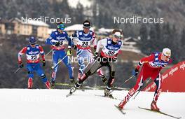 22.02.2013, Val di Fiemme, Italy (ITA): l-r: Ernest Yahin (RUS), Ilkka Herola (FIN), Francois Braud (FRA), Kail Piho (EST), Magnus Krog (NOR) - FIS nordic world ski championships, nordic combined, individual gundersen HS106/10km, Val di Fiemme (ITA). www.nordicfocus.com. © Felgenhauer/NordicFocus. Every downloaded picture is fee-liable.