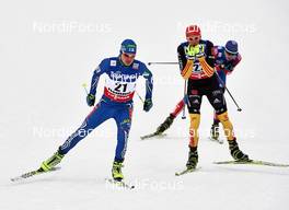 22.02.2013, Val di Fiemme, Italy (ITA): l-r: Janne Ryynaenen (FIN), Johannes Rydzek (GER) - FIS nordic world ski championships, nordic combined, individual gundersen HS106/10km, Val di Fiemme (ITA). www.nordicfocus.com. © Felgenhauer/NordicFocus. Every downloaded picture is fee-liable.
