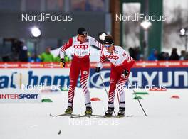 24.02.2013, Val di Fiemme, Italy (ITA): l-r: Bernhard Gruber (AUT), Lukas Klapfer (AUT) - FIS nordic world ski championships, nordic combined, team HS106/4x5km, Val di Fiemme (ITA). www.nordicfocus.com. © Felgenhauer/NordicFocus. Every downloaded picture is fee-liable.