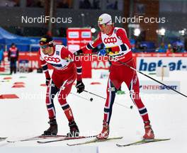 24.02.2013, Val di Fiemme, Italy (ITA): l-r: Magnus Moan (NOR), Magnus Krog (NOR) - FIS nordic world ski championships, nordic combined, team HS106/4x5km, Val di Fiemme (ITA). www.nordicfocus.com. © Felgenhauer/NordicFocus. Every downloaded picture is fee-liable.