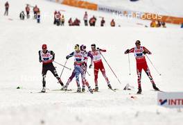 24.02.2013, Val di Fiemme, Italy (ITA): l-r:  Bill Demong (USA), Jason Lamy Chappuis (FRA), Yusuke Minato (JPN), Mario Stecher (AUT), Magnus Moan (NOR) - FIS nordic world ski championships, nordic combined, team HS106/4x5km, Val di Fiemme (ITA). www.nordicfocus.com. © Felgenhauer/NordicFocus. Every downloaded picture is fee-liable.