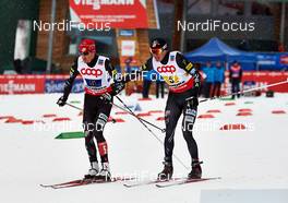 24.02.2013, Val di Fiemme, Italy (ITA): l-r: Bill Demong (USA), Todd Lodwick (USA) - FIS nordic world ski championships, nordic combined, team HS106/4x5km, Val di Fiemme (ITA). www.nordicfocus.com. © Felgenhauer/NordicFocus. Every downloaded picture is fee-liable.