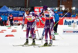 24.02.2013, Val di Fiemme, Italy (ITA): l-r: Akito Watabe (JPN), Yusuke Minato (JPN) - FIS nordic world ski championships, nordic combined, team HS106/4x5km, Val di Fiemme (ITA). www.nordicfocus.com. © Felgenhauer/NordicFocus. Every downloaded picture is fee-liable.