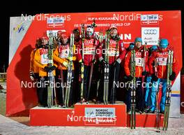 01.12.2013, Kuusamo, Finland (FIN): Team Germany, Team Norway, Team Japan (l-r) - FIS world cup nordic combined, team HS142/4x5km, Kuusamo (FIN). www.nordicfocus.com. © Felgenhauer/NordicFocus. Every downloaded picture is fee-liable.