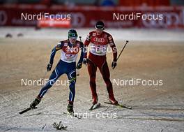 01.12.2013, Kuusamo, Finland (FIN): Ilkka Herola (FIN) in front of Marjan Jelenko (SLO)  - FIS world cup nordic combined, team HS142/4x5km, Kuusamo (FIN). www.nordicfocus.com. © Felgenhauer/NordicFocus. Every downloaded picture is fee-liable.