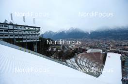 03.01.2013, Innsbruck, Austria (AUT): a general view at the Bergisel stadium  - FIS world cup ski jumping, four hills tournament, individual HS130 qualification, Innsbruck (AUT). www.nordicfocus.com. © Laiho/NordicFocus. Every downloaded picture is fee-liable.