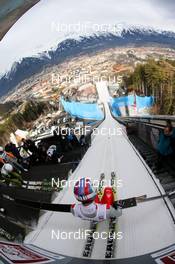 03.01.2013, Innsbruck, Austria (AUT):  Simon Ammann (SUI), Fischer - FIS world cup ski jumping, four hills tournament, individual HS130 qualification, Innsbruck (AUT). www.nordicfocus.com. © Laiho/NordicFocus. Every downloaded picture is fee-liable.