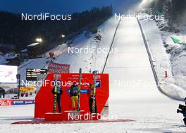 27.01.2013, Vikersund, Norway (NOR): (l-r) Michael Neumayer (GER), Fischer, Robert Kranjec (SLO), Fischer and Gregor Schlierenzauer (AUT), Fischer  - FIS world cup ski flying, individual HS225, Vikersund (NOR). www.nordicfocus.com. © Laiho/NordicFocus. Every downloaded picture is fee-liable.