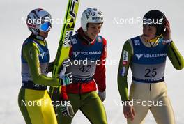 27.01.2013, Vikersund, Norway (NOR):  (l-r) Robert Kranjec (SLO), Fischer, Jurij Tepes (SLO), Fischer and Peter Prevc (SLO) - FIS world cup ski flying, individual HS225, Vikersund (NOR). www.nordicfocus.com. © Laiho/NordicFocus. Every downloaded picture is fee-liable.