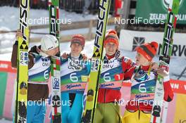 23.03.2013, Planica, Slovenia (SLO): Team Slovenia with Jurij Tepes (SLO)l, Fischer, Peter Prevc (SLO), Elan, Robert Kranjec (SLO), Fischer, Andraz Pograjc (SLO) - FIS world cup ski flying, team HS215, Planica (SLO). www.nordicfocus.com. © Manzoni/NordicFocus. Every downloaded picture is fee-liable.