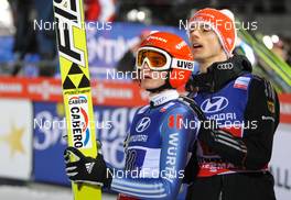 02.03.2013, Val di Fiemme, Italy (ITA): (l-r) Richard Freitag (GER), Fischer and Andreas Wank (GER), Fischer - FIS nordic world ski championships, ski jumping, team HS134, Val di Fiemme (ITA). www.nordicfocus.com. © Laiho/NordicFocus. Every downloaded picture is fee-liable.
