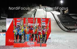 06.12.2013, Lillehammer, Norway (NOR): teams (l-r) Austria (AUT), Japan (JPN and Norway (NOR) - FIS world cup ski jumping, mixed team HS106, Lillehammer (NOR). www.nordicfocus.com. © Laiho/NordicFocus. Every downloaded picture is fee-liable.