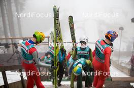 20.12.2013, Engelberg, Switzerland (SUI): Event Feature: Prejumpers get ready - FIS world cup ski jumping, training, Engelberg (SUI). www.nordicfocus.com. © Manzoni/NordicFocus. Every downloaded picture is fee-liable.