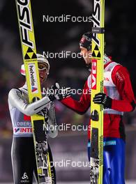 29.12.2013, Oberstdorf, Germany (GER): (l-r) Simon Ammann (SUI), Fischer and Anders Bardal (NOR), Fischer - FIS world cup ski jumping, four hills tournament, individual HS137, Oberstdorf (GER). www.nordicfocus.com. © Laiho/NordicFocus. Every downloaded picture is fee-liable.