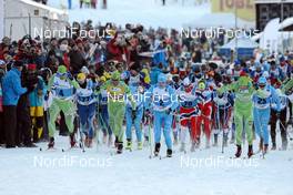 13.01.2013, Liberec, Czech Republic (CZE): start of the race - FIS Marathon Cup Jizerska Padesatka, Liberec (CZE). www.nordicfocus.com. © Rauschendorfer/NordicFocus. Every downloaded picture is fee-liable.