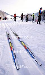 19.01.2013, Lienz, Austria (AUT): Salomon skis ready to race - Dolomitensprint, Lienz (AUT). www.nordicfocus.com. © Felgenhauer/NordicFocus. Every downloaded picture is fee-liable.