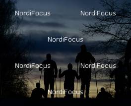 03.03.2013, Mora, Sweden (SWE): group of athletes after sunset - FIS Marathon Cup Vasaloppet, Mora (SWE). www.nordicfocus.com. © Rauschendorfer/NordicFocus. Every downloaded picture is fee-liable.