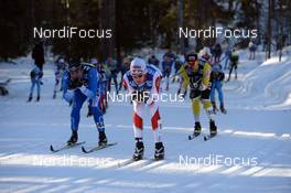 03.03.2013, Mora, Sweden (SWE): l-r: Lars Ljung (SWE),  Hakon Hjelstuen (NOR), Jens Eriksson (SWE) - FIS Marathon Cup Vasaloppet, Mora (SWE). www.nordicfocus.com. © Rauschendorfer/NordicFocus. Every downloaded picture is fee-liable.