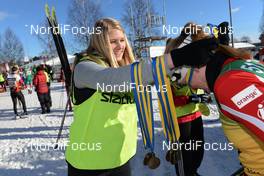 03.03.2013, Mora, Sweden (SWE): athlete gets medal at the finish - FIS Marathon Cup Vasaloppet, Mora (SWE). www.nordicfocus.com. © Rauschendorfer/NordicFocus. Every downloaded picture is fee-liable.