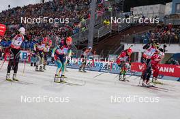 05.01.2014, Oberhof, Germany (GER): Kaisa Maekaeraeinen (FIN), Anastasiya Kuzmina (SVK), Olena Pidhrushna (UKR), Andrea Henkel (GER), Veronika Vitkova (CZE), Selina Gasparin (SUI), Tora Berger (NOR) - IBU world cup biathlon, mass women, Oberhof (GER). www.nordicfocus.com. © Manzoni/NordicFocus. Every downloaded picture is fee-liable.
