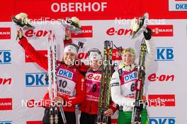 05.01.2014, Oberhof, Germany (GER): Synnoeve Solemdal (NOR), Tora Berger (NOR), Darya Domracheva (BLR) - IBU world cup biathlon, mass women, Oberhof (GER). www.nordicfocus.com. © Manzoni/NordicFocus. Every downloaded picture is fee-liable.