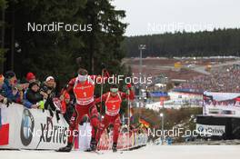 04.01.2014, Oberhof, Germany (GER): Emil Hegle Svendsen (NOR), Ole Einar Bjoerndalen (NOR) - IBU world cup biathlon, pursuit men, Oberhof (GER). www.nordicfocus.com. © Manzoni/NordicFocus. Every downloaded picture is fee-liable.