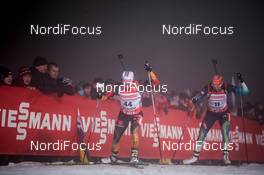 03.01.2014, Oberhof, Germany (GER): Andrea Henkel (GER), Olena Pidhrushna (UKR) - IBU world cup biathlon, sprint women, Oberhof (GER). www.nordicfocus.com. © Manzoni/NordicFocus. Every downloaded picture is fee-liable.
