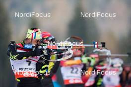 12.01.2014, Ruhpolding, Germany (GER): Simon Fourcade (FRA), Simon Fourcade (FRA)  - IBU world cup biathlon, pursuit men, Ruhpolding (GER). www.nordicfocus.com. © Manzoni/NordicFocus. Every downloaded picture is fee-liable.