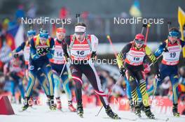 12.01.2014, Ruhpolding, Germany (GER): Simon Eder (AUT), Bjoern Ferry (SWE), Serhiy Semenov (UKR), Andrejs Rastorgujevs (LAT), Fredrik Lindstroem (SWE)  - IBU world cup biathlon, pursuit men, Ruhpolding (GER). www.nordicfocus.com. © Manzoni/NordicFocus. Every downloaded picture is fee-liable.