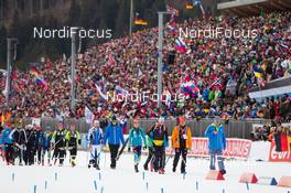 09.01.2014, Ruhpolding, Germany (GER): Franz Berger (AUT) IBU race director, walks in with the athletes - IBU world cup biathlon, relay men, Ruhpolding (GER). www.nordicfocus.com. © Manzoni/NordicFocus. Every downloaded picture is fee-liable.