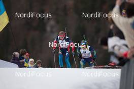 09.01.2014, Ruhpolding, Germany (GER): Alexey Volkov (RUS), Ted Armgren (SWE)  - IBU world cup biathlon, relay men, Ruhpolding (GER). www.nordicfocus.com. © Manzoni/NordicFocus. Every downloaded picture is fee-liable.