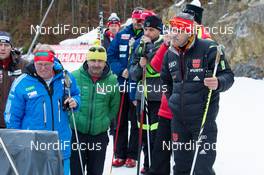 08.01.2014, Ruhpolding, Germany (GER): Wolfgang Pichler (GER) coach Team Russia, Ricco Gross (GER) coach Team Germany  - IBU world cup biathlon, relay women, Ruhpolding (GER). www.nordicfocus.com. © Manzoni/NordicFocus. Every downloaded picture is fee-liable.