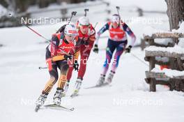 18.01.2014, Antholz, Italy (ITA): Andrea Henkel (GER), Tora Berger (NOR), Susan Dunklee (USA) - IBU world cup biathlon, pursuit women, Antholz (ITA). www.nordicfocus.com. © Manzoni/NordicFocus. Every downloaded picture is fee-liable.