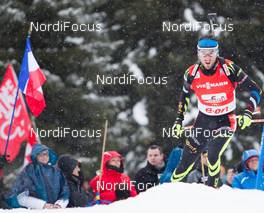 19.01.2014, Antholz, Italy (ITA): Jean Guillaume Beatrix (FRA) - IBU world cup biathlon, relay men, Antholz (ITA). www.nordicfocus.com. © Manzoni/NordicFocus. Every downloaded picture is fee-liable.