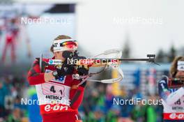 19.01.2014, Antholz, Italy (ITA): Elise Ringen (NOR) - IBU world cup biathlon, relay women, Antholz (ITA). www.nordicfocus.com. © Manzoni/NordicFocus. Every downloaded picture is fee-liable.